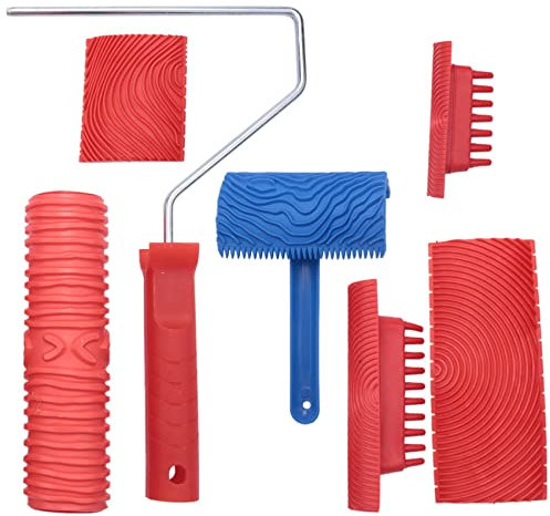 Maserung Werkzeug Teile Set, 6 StüCk 7 KöRnung Malerei Werkzeug Teile, Struktur, Farbe Roller, Werkzeug Teile für Wand und Raum Kunst