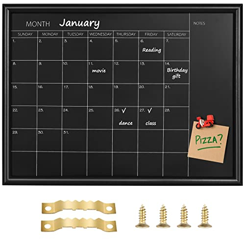 Okydody Kalende Kreidetafel, 45 x 60 cm, magnetische Oberfläche schwarz gerahmte Tafel, verwendet für Planung/Schulpläne/Memos, hängende Tafel für Büro, Schule und zu Hause (YLHB-BK-4560) DE