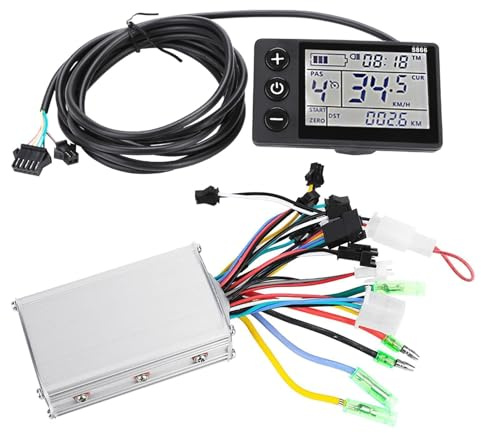Agatige Electric Brushless Motor Controller, 36V-48V Waterproof LCD Display Panel Brushless Controller Kit with LCD Display Panel or 22.5mm Handlebar Electric Bicycles, Scooters (36V/48V 350W)