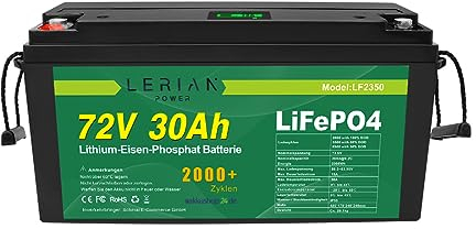 LiFePO4 Batterie 72 V 30 Ah 30 A 2160 Wh Batterie lithium-fer phosphate pour camping-car, camping, bateau