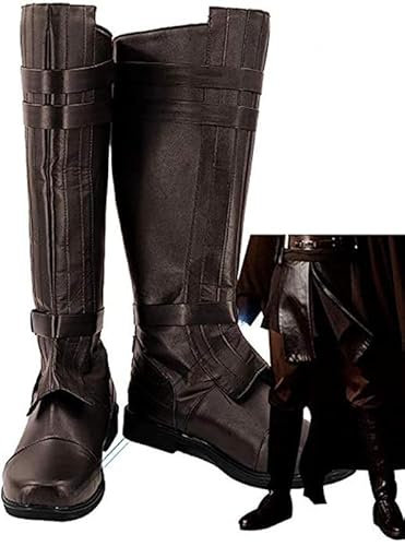 helymore Anakin Stiefel Schwarz Jedi Cosplay Schuhe Erwachsene Halloween Karneval Kostüm Cos Zubehör, -braun-, 5X-Large