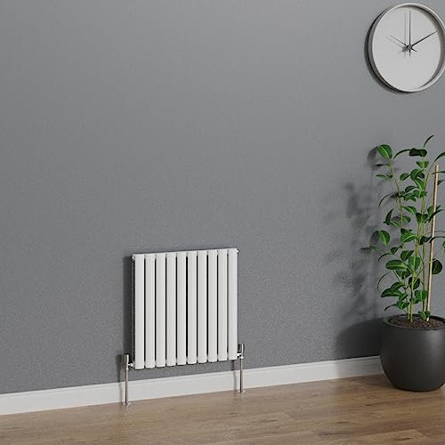 WarmeHaus Horizontal Radiators Oval Single Panel White Column Designer Radiator 600x590mm