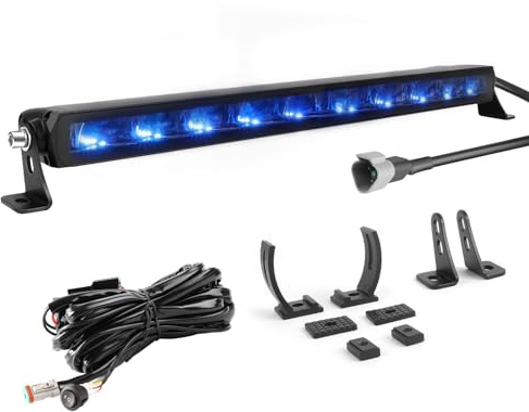 CO LIGHT Led Bar Auto Light Bar Slim 20 Zoll Led Zusatzscheinwerfer Bar 12V Blaue Stimmungsbeleuchtung Mit DT Kabelbaum für Auto Offroad SUV ATV UTV LKW