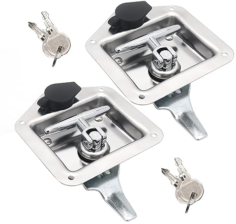 MENAYODA Set di 2 strumenti di bloccaggio pieghevoli in acciaio inox con 2 chiavi per camion rimorchi camper