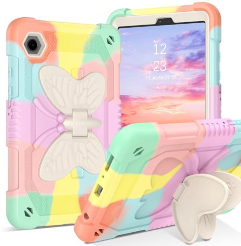 BENTOBEN for Samsung Galaxy Tab A9 8.7 inch Case Kids, Heavy Duty Shockproof with Butterfly Stand Full Body Protective Shockproof Tablet Case for Samsung A9 8.7 inch 2023 (SM-X110/X115/X117), Rainbow