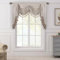 TOPLUXE Swag Volant Vorhang für Schlafzimmer Esszimmer Wohnzimmer Küche, Damast Kurzstore Waterfall Volant-Vorhang für Fenster 1 Stück (Breite 150cm, Beige & Gold)