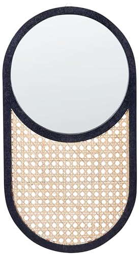 Beliani Wandspiegel Rattan natürlich/beige/schwarz 30 x 56 cm Wiener Geflecht Baleal