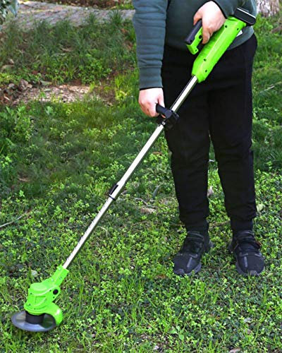 Suuim avec 2 Batteries Coupe-Herbe électrique, Batterie Lithium-ION 20 V 10 000 mAh, Coupe-Bordure Rechargeable avec 5 Lames en Plastique, 2 Lames en Alliage, 1 x C