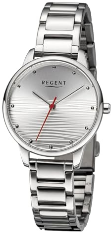 REGENT Damen Armbanduhr Analog Metallarmband Silber URBA743 Analoguhr