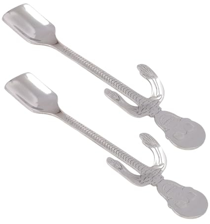ABOOFAN Löffelset Mit Totenkopfmotiv Aus 304 Edelstahl Versilbert Kaffeelöffel Zum Umrühren Von Desserts Und Tee Einzigartiges Design