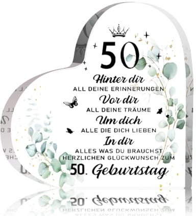 Geschenk 50 Geburtstag Frau Mann Geburtstagsgeschenk zum 50 Geburtstag Herz mit Wunschtext Geburtstagsgeschenk für Vater Mutter Mitarbeiter Freund 50 Geburtstag Geschenkideen (Geschenk 50 Geburtstag)