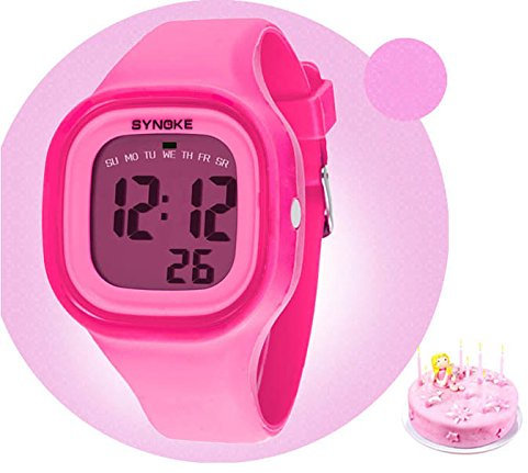 Männer Uhren -Silikon-Digital-Licht-Sport-Kind-Uhr-Frauen-LED-Mann-PK-Armband-Jungen-Frauen-Uhr Armbanduhren Nylon (Pink, One Size)