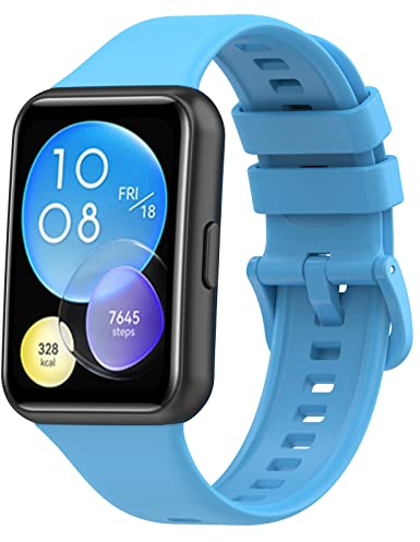 Wownadu Bracelets Compatibles pour Huawei Watch Fit 2 Active/Elegant, Bracelet de Remplacement en Silicone pour Femme Homme Bleu (Pas de Montre)