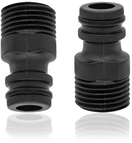Gartenschlauch Wasserhahn Nippel,wasserhahn adapter gartenschlauch 1/2 zoll Adapter 2 Stück G1/2 Außengewinde Schnellkupplung Nippel, G1/2 Außengewinde für Wasserhahn Adapter (ABS-Kunststoff)