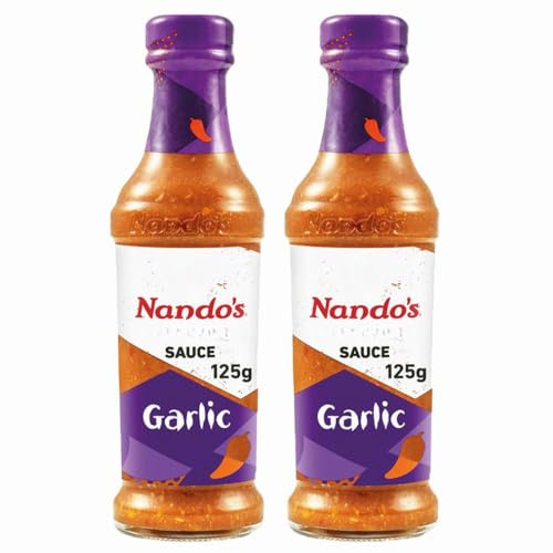 Nandos GARLIC Peri Peri Sauce 125g Pack of 2 Birds Eye Chillie Spicy Marinade Vegetarian Dressing Spread Dip Grill Barbeque Roasting Cooking with Welari Thank You Card | (2pack)
