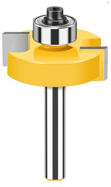MACHSWON Router Bits 8mm Shank Tongue and Groove Router Bits Ball Bearing T-shaped Slotting Cutter 31.75mm Cut Diameter 3/8 Cut Length Milling Routing Bit Woodworking Cutting Tool Yellow