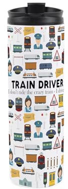 Train Driver Travel Mug - Novelty Train Operator Gift - Reusable Stainless Steel Vacuum-Sealed Double-Walled Hot/Cold Drinks Travel Flask 500ml (16 fl oz)