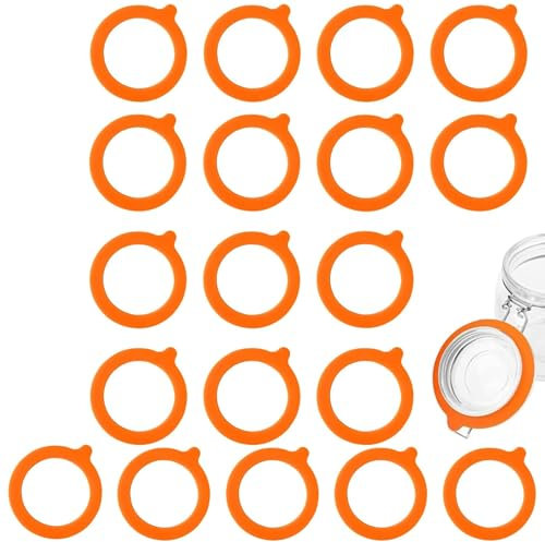 20PCS Replacement Silicone Seals Kilner jar seals, kilner jar seals replacement, rubber seals for kilner jars, Leakproof Replacement Rubber Seals for Glass Clip Top Jars, Storage Jars (Orange)