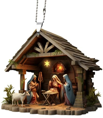 Weihnachtsdeko Christmas Decorations Krippenfiguren 2D Weihnachtsbaumschmuck Weihnachtskrippe Christbaumschmuck Krippe Weihnachten Weinachtsdekorationen Krippenzubehör Weihnachtsschmuck (D01)