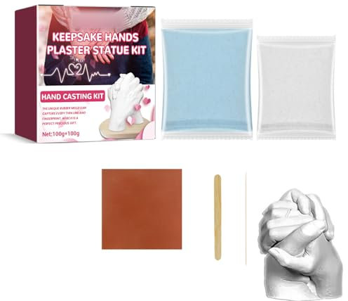 Wootapson Calco Mani Coppia,Kit Calco Mani Famiglia 3D Set,Stampo Mani Gesso Coppia,Calco Mani per Famiglia,3D Set Completo di Gesso e Alginato,Idee Regalo per San Valentino e Anniversario (A)