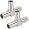 Lot de 2 raccords de tuyau cannelés en T à 3 voies en acier inoxydable pour carburant, gaz, liquide, air (32 mm)