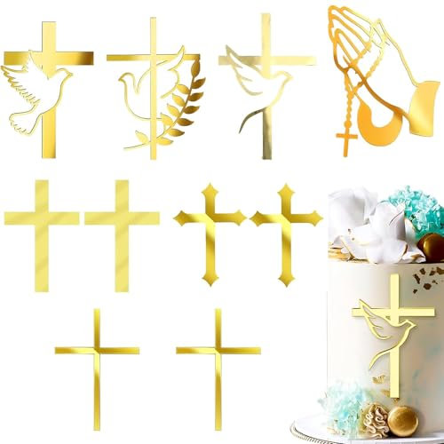 10 Stück Tortendeko Kommunion, Tortendeko Taufe, Erstkommunion Deko, Erstkommunion Kuchendekoration für Mädchen Und Jungen