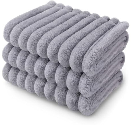 luciphia Hundedecke Katzendecke Waschbar, 1 Pack 3 Decken Flanell für Kleine Mittlere Größe Hunde Katzen, Flauschig Weiche Warme Fleece Haustier Decke für Unterwegs Kuschel Grau 45 x 75 cm