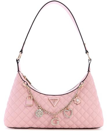 GUESS Damen Everlee Top Zip Shoulder Bag Umhängetasche, Rosenwasser