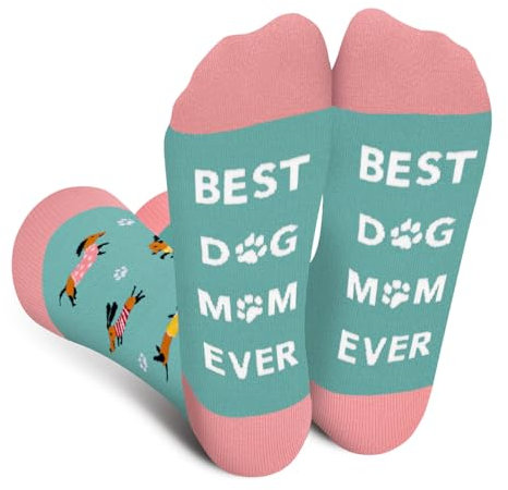 Cantustime BEST DOG MOM EVER Socken für Mama Frauen - Muttertagsgeschenk Lustige Geschenke Mutter Damen Hundebesitzer Witzige Motiv Coole Verrückte Hunde Socke Weihnachten Geburtstagsgeschenk