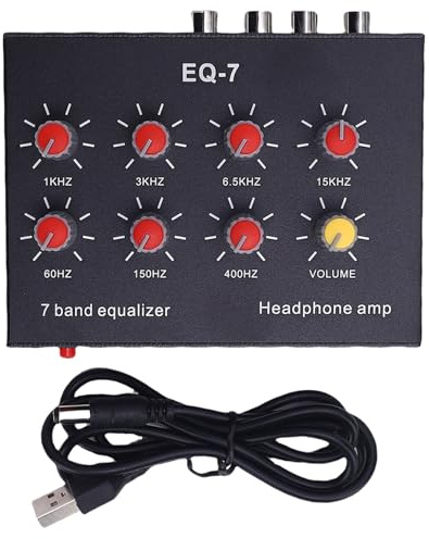 7 Band EQ Equalizer, 2 Channel Sound Equalizer Headphone Amplifier Circuit DC 5V-12V Power Supply for Gamers and Music Enthusiasts