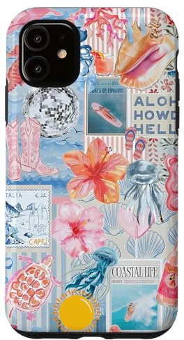 Beachy Blue Coquette Coastal Collage Preppy Cute Aesthetic Case for iPhone 11
