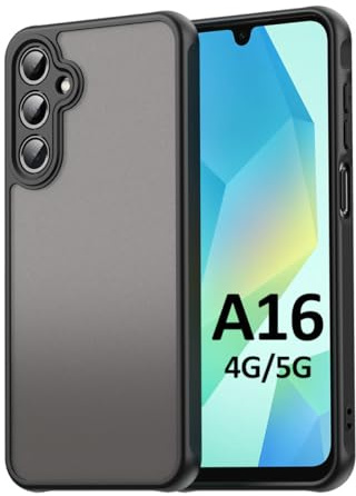 Hülle kompatibel mit Samsung Galaxy A16 | Matte stoßfeste Handyhülle | Kratzfestes Bumper Case | Schwarz