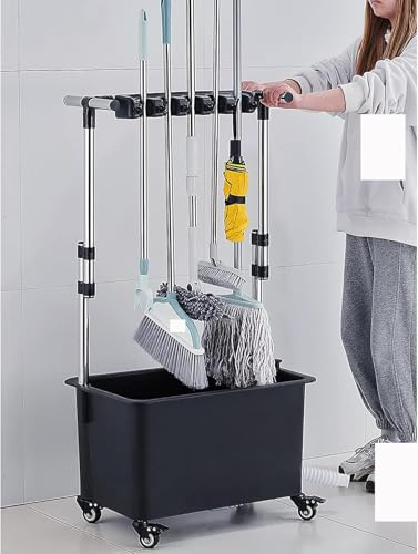 SnamicE Broom And Mop Holder Cleaning Tool Tower Mop Holder Umbrella Stand,broom And Mop Holder Put Wet Mops Movable Commercial Mop Rack Cleaning Tool Cart Storage For Garden,
