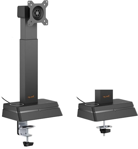 my wall elektrische Monitor Halterung - HL66-1L, 1 Monitor, automatische Eye-Level Höhenverstellung, Monitor Halterung 17 - 32, Wireless Charging, drehbar, neigbar, rotierbar