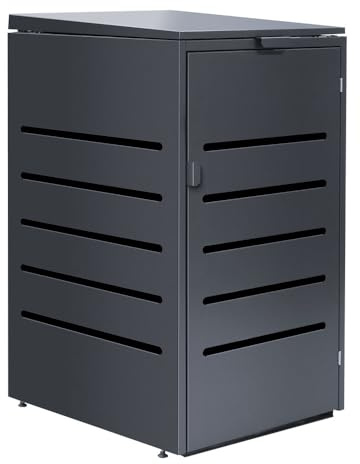 KNOBLOCH Mülltonnenbox aus Aluminium | Erweiterungsbox zur MTB1012 | Anthrazit | 1-türig | 120 und 240 L