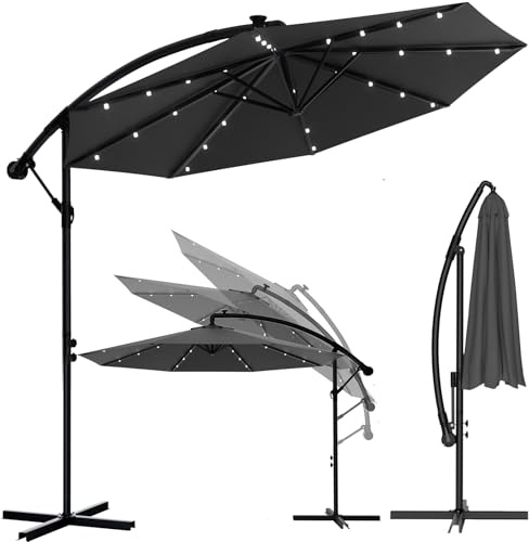 Huracan Ombrellone parasole, copertura ombrellone da giardino con manovella, girevole a 360° e inclinabile, protezione solare dai raggi UV, in alluminio, per giardino, terrazza