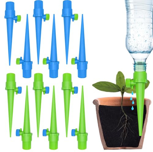 Irrigazione Goccia Automatica,Dispositivo autoirrigante,Regolabile Irrigazione Automatica Vasi Sistema,Sistema di Irrigazione Regolabile con Valvola di Controllo per Piante in Vaso (12pcs)