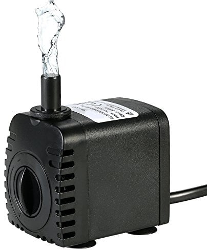 Decdeal Wasserpumpe, Tauchpumpe, 600 l/h, 8 W, sehr leise, mit 4 Saugnäpfen, für Brunnen, Fischtank, Hydroponik-Systeme, mit 2 Düsen