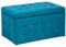 Hocker mit Stauraum Deckel Samt Marineblau Bettbank Truhe Pouf Modern Michigan