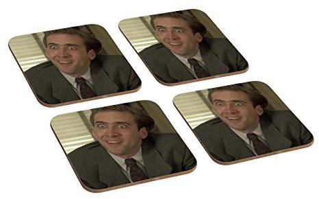 Nicolas Cage Funny Face Untersetzer-Set aus Holz, 4-teilig