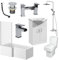 Affine Complete Bathroom Suite Left Hand L Shaped Shower Bath 550mm Basin Vanity Unit 2 Door Close Coupled Toilet Shower Tap Set