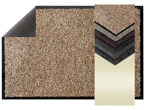 Primaflor Fußmatte mit 100% Baumwolle Flor - Flexi, 40x60 cm, Weiß/Beige/Braun, Viele Größen und Farben, rutschfeste Schmutzfang-Matte, Robuster Tür-Vorlger und Sauberlauf für den Eingang und Flur