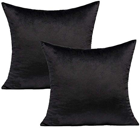 VAKADO 45x45 cm Schwarze Kissenbezug Samt Dekorative Kissenhülle Weich Gemütlich Quadratisch Heimdekoration für Couch Sofa Patio Stuhl Schlafzimmer Auto, 2er-Set