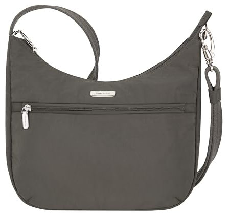 Travelon Unisex Essentials Crossbody Hobo, smoke, Einheitsgröße, Anti-Diebstahl Essentials East/West Hobo Bag