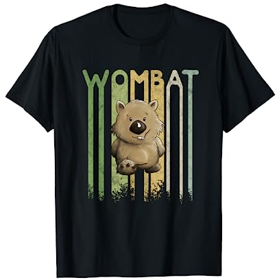 Funky Retro Wombat Schriftzug Cartoon Beuteltier T-Shirt