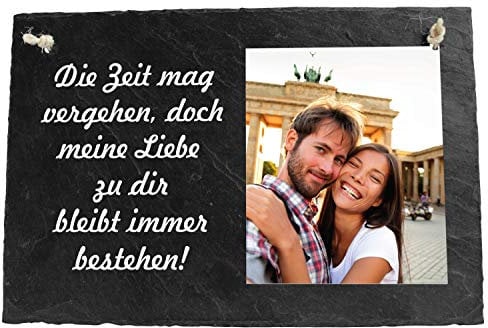 wandmotiv24 Schieferplatte Spruch Die Zeit, 30x20cm, personalisiertes Foto, Schiefertafel zum aufhängen, Geschenke zur Hochzeit, Valentinstag, Jahrestag, Geschenkidee für Sie und Ihn, Liebe M0091