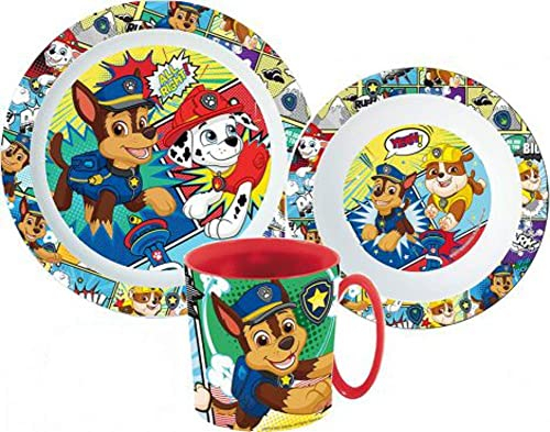 Ensemble de vaisselles pour enfant, motif de Pat’ Patrouille, avec assiette, bol à céréales et gobelet