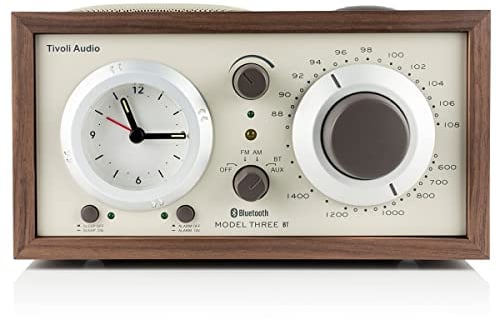 Tivoli Audio Model Three BT Am/FM Clock Radio with Bluetooth for Wireless Streaming (Walnut/Beige)