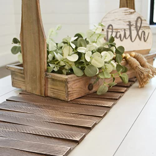 Wooden Table Runner,Natural Durable Wood Table Runner,50 x 12 Inches,Coffee Table Runner with Thick Felt Backing,Table Decorations for Dining Room,Farmhouse Decor,Wedding Decor,Brown