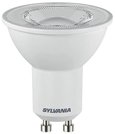 SYLVANIA LED-Lampe, GU10 Sockel, 345 Lumen, daylight (6500 Kelvin), 4.2 Watt Leistung, 12000h Lebensdauer, 50mm Durchmesser, 56mm Länge, Klarer Reflektor Kolben, 1er Pack